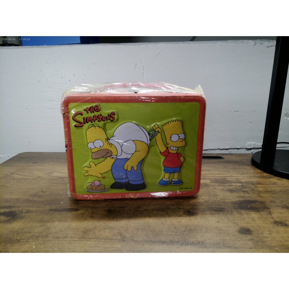 Vintage The Simpsons Metal Lunch Box Homer & Bart Cartoon Collectible NEW Sealed